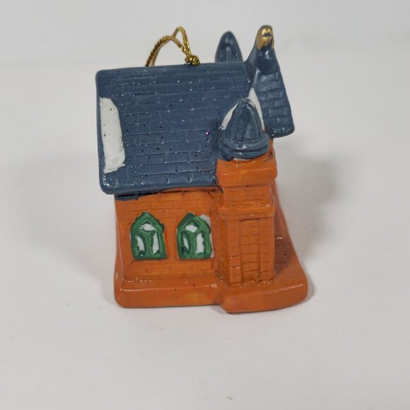 Vintage Ceramic Christmas Cottage With Bells Ornament Set - Picture 8 of 16